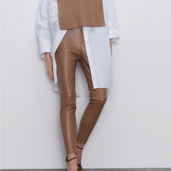 Zara High rise faux leather legging pant - Picture 3 of 4
